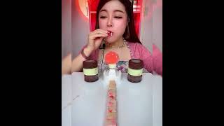 Asmr eating chocolate ice cream flavor milk Crispy delicious short video [upl. by Henrion]