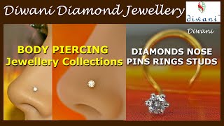 nose studs sparkling White natural diamonds body piercing pins rings 14k solid gold by diwani [upl. by Tamar110]