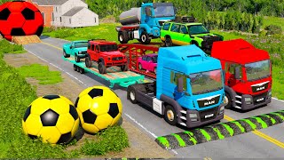 TRANSPORTING FIVE COLOR Car Tractor and Train AUDI A8  Farming Simulator 22 [upl. by Jere]