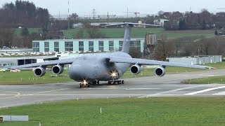 US Air Force C5 Super Galaxy landing and extreme short takeoff at Zurich Airport [upl. by Trebled]