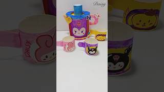 How to make Sanrio paper tea set easycraft diy papercraftdiy miniaturecraft craft papertoys [upl. by Alvina51]