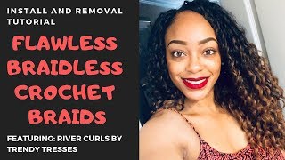 FLAWLESS BRAIDLESS CROCHET  WIG CAP METHOD  ft RIVER CURLS BY TRENDY TRESSES [upl. by Jermain96]