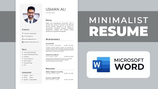 CV Design in MS Word  Minimalist Resume  Free Download [upl. by Placia]