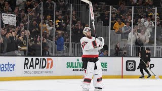 Bruins Fans Welcome Back Ullmark with Standing Ovation [upl. by Ynnhoj381]