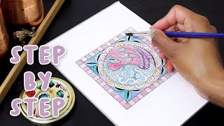 🦚 Madhubani Peacock Painting for Beginners  Easy Madhubani Peacock drawing tutorial Step by step [upl. by Decamp]