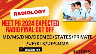 NEET PG 2024 EXPECTED FINAL CUT OFF RADIOLOGY II AIQMDMSDNBSTATESUPKTKDEEMEDDIPLOMAneetpg [upl. by Adnirual493]