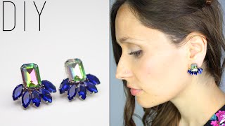 DIY  TUTO  BOUCLES DOREILLES EN STRASS  Rhinestone statement earrings swarovskienglish subs [upl. by Irrehs]