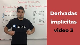 Derivadas implícitas video 3  Cálculo diferencial  Vitual [upl. by Elehcor]