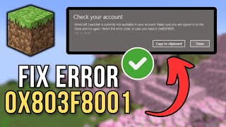 How To Fix Minecraft Error Code 0x803f8001 2024  Easy Tutorial [upl. by Charil474]