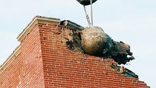 Extreme Dangerous Building Demolition Skills Construction Gets Demolished By Crane Wrecking Ball [upl. by Delly]