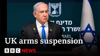 Netanyahu calls UK arms suspension to Israel ‘shameful’  BBC News [upl. by Shaylyn]