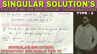 SINGULAR SOLUTION DIFFERENTIAL EQUATION IN HINDI  part  2 [upl. by Euqininod]