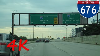 ⁴ᴷ Vine Street Expressway Interstate 676 eastbound ALTERNATE TAKE 4K VIDEO [upl. by Lambert353]