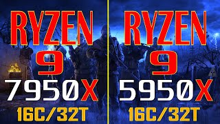 RYZEN 9 5950X DDR4 vs RYZEN 9 7950X DDR5  PC GAMES BENCHMARK TEST [upl. by Stormie]