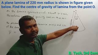 A plane lamina of 220 mm radius is shown in figure given below Find the centre of gravity of lamina [upl. by Simeon665]