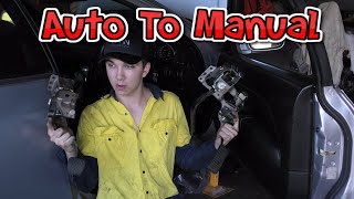 How to install a CLUTCH PEDAL and RSX SHIFTER into a AUTO HONDA PRELUDE  1998 Honda Prelude [upl. by Eillo]