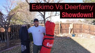 Eskimo Ice Fishing Hut VS Amazon Deerfamy Ice Hut [upl. by Drofyar]