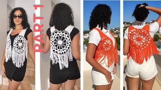 HOW TO CROCHET A SUMMER VEST TOP  CROCHET BOHO STYLE VEST  CROCHET MANDALA VEST TOP  PART 1 [upl. by Philip]