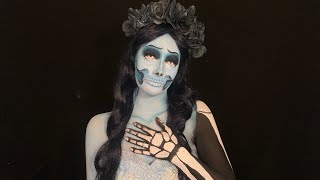 Corpse Bride Emily Skull Special Effects Face Paint Halloween Makeup Look [upl. by Ashil313]