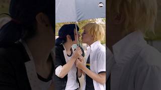 ARE ADRIEN AND MARINETTE ABOUT TO KISS RN 👀🙈 Miraculous Ladybug Cosplay shorts [upl. by Ramin]