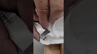 Cutting Styrofoam shaving with a sharp wood chisel sharpening woodtools asmrsounds [upl. by Armillda]