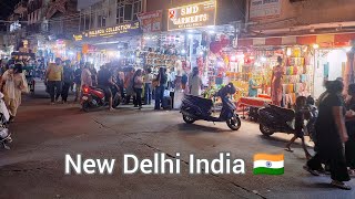 Nightlife Delhi India 🇮🇳 Walking Tour Walking In India New Delhi Walking Tour Virtual Tour [upl. by Karil]