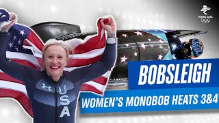 Bobsleigh  Womens Monobob Heat 3 amp 4  Full Replay  Beijing2022 [upl. by Trebloc]