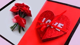 Simple amp Easy handmade Valentines day Craft  DIY  Special Valentines Day Greeting Cards [upl. by Analak]