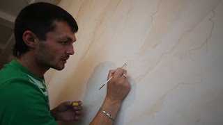 Нанесение венецианской штукатурки Creama bianco stucco veneziano [upl. by Dela]