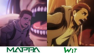 Mappa vs Wit Studio  Ymir eats Marcel Jaw Titan  Attack on Titan Season 4 [upl. by Hoj]