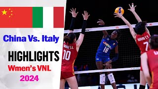 Womens VNL 2024  Italy vs China  262024  Game Highlights  Volleyball nations league 2024 [upl. by Nrubua]