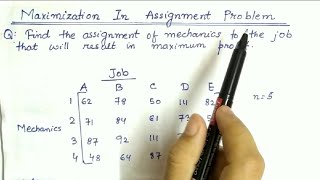 Lec32 Maximization Assignment Problem  Unbalanced Example  In Hindi  In Operation Research [upl. by Stanford657]