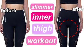 how to SLIM DOWN INNER THIGH FAT fast  at home thigh gap workout [upl. by Nanny28]