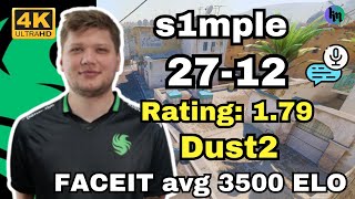 🔥s1mple 2712 wdupreehSnappi avg 3500 ELO Dust2  Nov 6 2024 cs2 pov [upl. by Hefter]