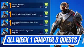 All Week 1 Season Quest Challenges in Fortnite  How to complete Week 1 Season Quests in Chapter 3 [upl. by Schonthal]