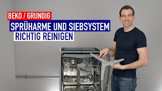 SPRÜHARME und SIEBSYSTEM RICHTIG REINIGEN  Beko  Grundig [upl. by Ellerret]