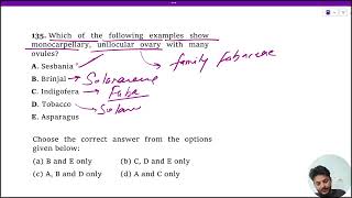 Which of the following examples show monocarpellary unilocular ovary with many ovules A Sesbania [upl. by Alocin]