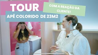 TOUR DE UM ESTÚDIO COLORIDO DE 23m2  A REAÇÃO DA NOSSA CLIENTE [upl. by Jacobine]