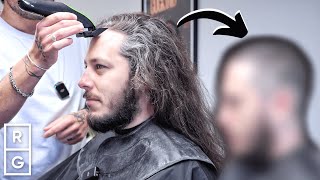 He Cut His Long Hair OFF for a BUZZ CUT Huge Haircut Transformation [upl. by Jehanna71]