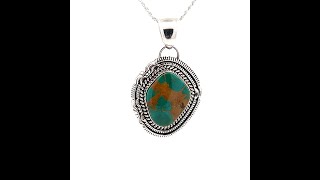 Artie Yelllowhorse Genuine Royston Turquoise Sterling Silver Pendant [upl. by Affay14]