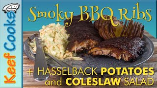 Smoky BBQ Ribs  Hasselback Potatoes  Coleslaw Salad [upl. by Raynell]