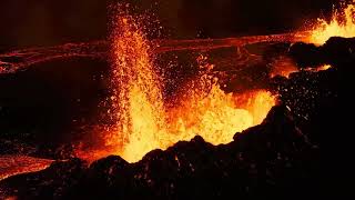 Drone Footage Captures Second Day of Volcanic Eruptions in Iceland [upl. by Narik34]