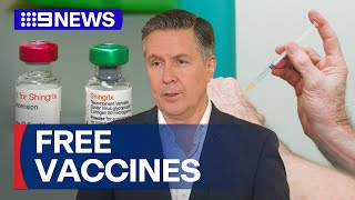 Australians eligible for free shingles vaccines part of Government program  9 News Australia [upl. by Bodi669]