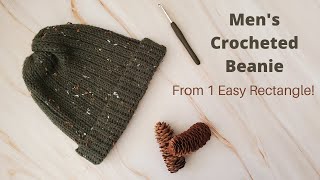 Crochet Mens Beanie for Beginners  Weekend Crochet Projects [upl. by Aihsyak]