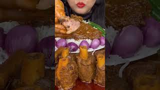 ASMR eating spicy liver curry mutton curry egg curry chickenrecipe muttongravy livercurry [upl. by Nilhtac]