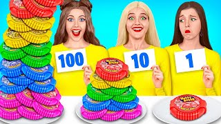 100 Layers Food Challenge  Eating 1 VS 100 Layers of Chocolate Sweets by XChallenge [upl. by Wakerly]