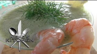 CHILLED CUCUMBER SOUP with PRAWNS  Nickos Kitchen [upl. by Ahsael]