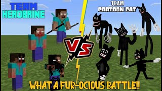 Team Herobrine VS Team Cartoon Cat TEAM CARTOON CAT DefeatedMinecraft PE [upl. by Daitzman252]