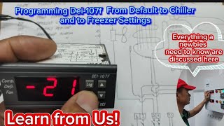 PROGRAM DEI107F DIGITAL THERMOSTAT OF COMMERCIAL REFRIGERATOR FROM DEFAULT TO CHILLER TO FREEZER [upl. by Komsa]