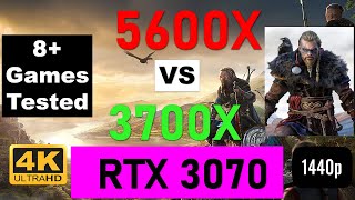 AMD RYZEN 5600X vs 3700X in 1440p and 4K benchmarks with RTX 3070  8 Games Tested [upl. by Hgielak]